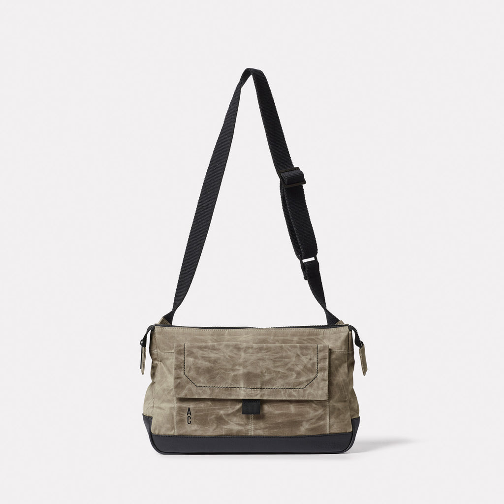 Fish Papery Waxed Cotton Crossbody Bag in Mineral