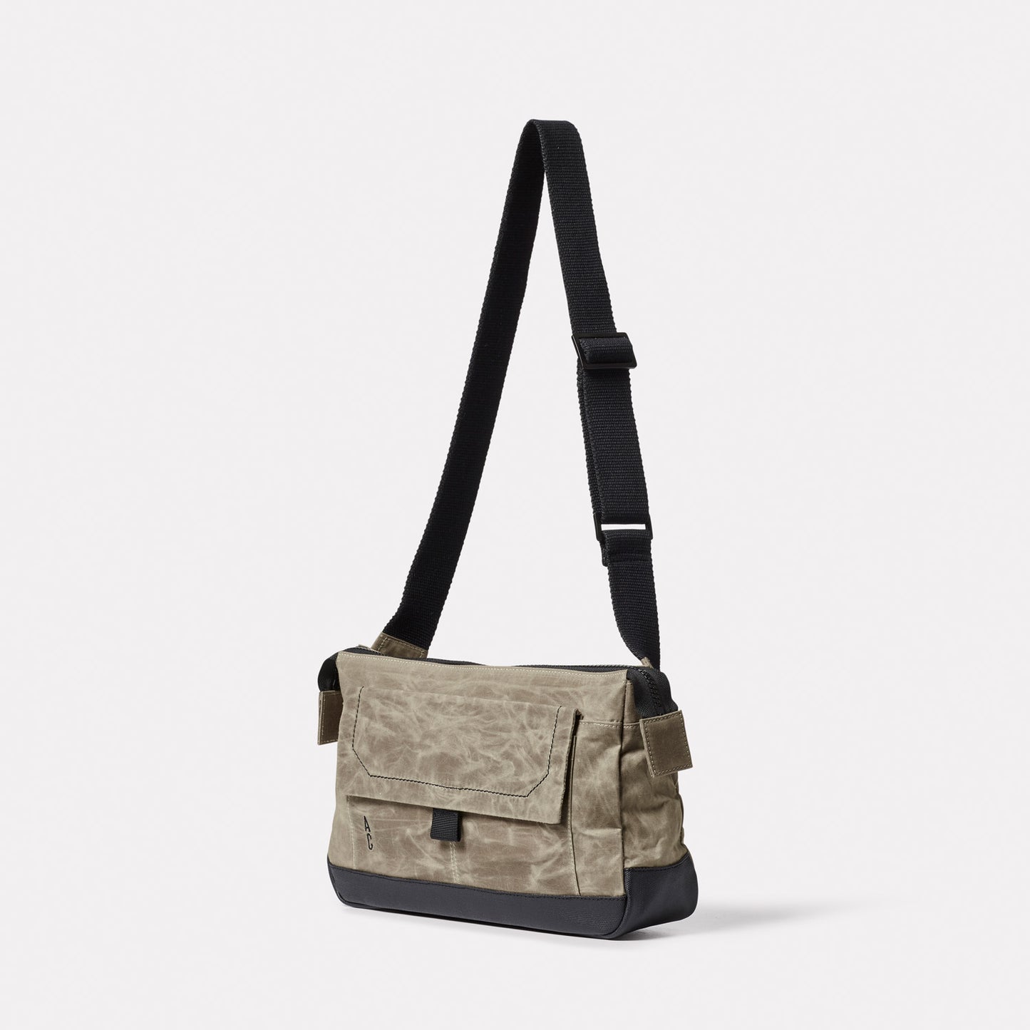 Fish Papery Waxed Cotton Crossbody Bag in Mineral