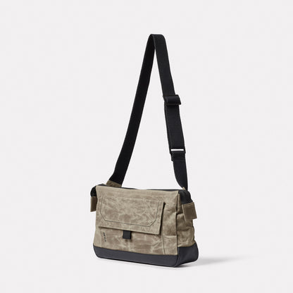 Fish Papery Waxed Cotton Crossbody Bag in Mineral
