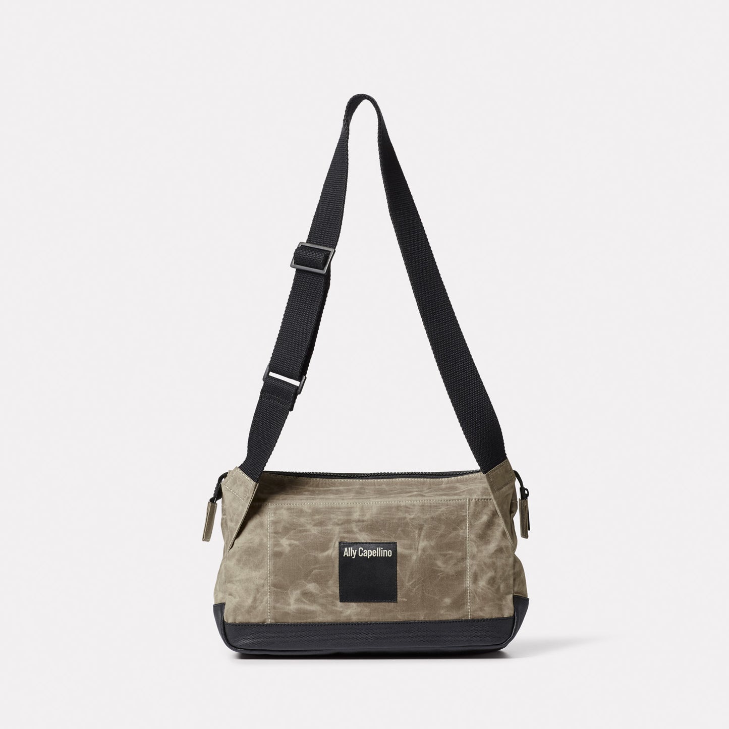 Fish Papery Waxed Cotton Crossbody Bag in Mineral