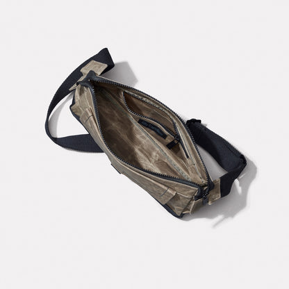 Fish Papery Waxed Cotton Crossbody Bag in Mineral