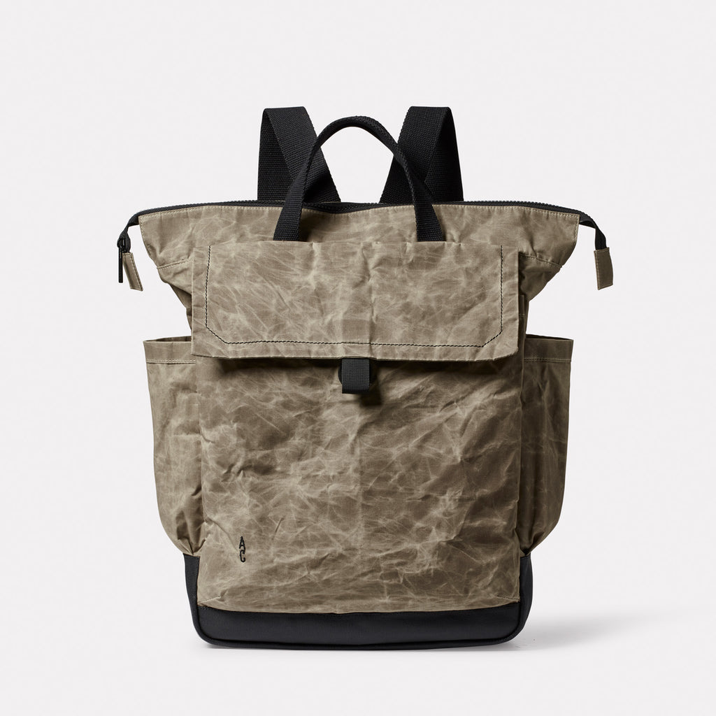 Frik Papery Waxed Cotton Backpack in Mineral