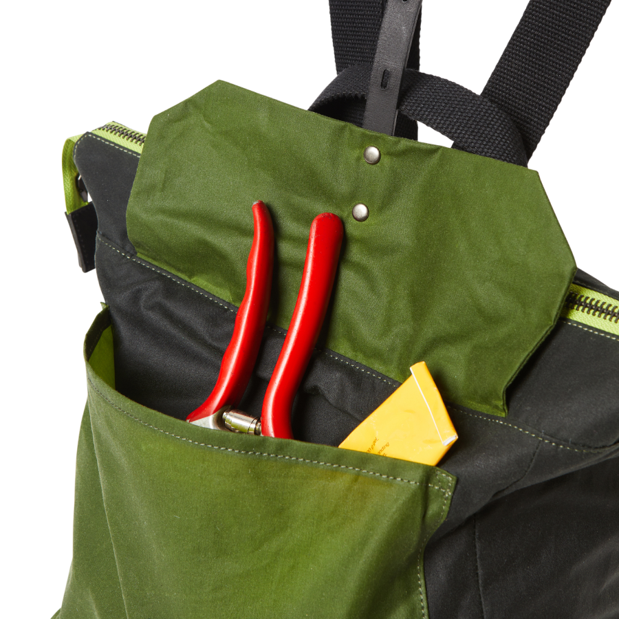 Frances Waxed Cotton Backpack in Hedge Green