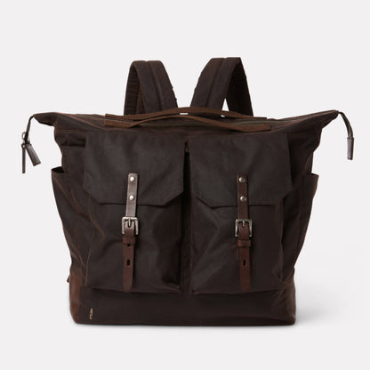Frank Large Waxed Cotton Backpack in Bog