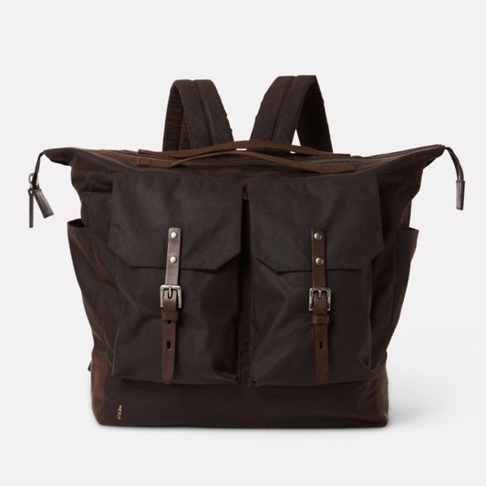 Frank Large Waxed Cotton Backpack in Bog