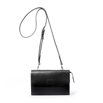 Jean Boundary Leather Crossbody Lock Bag in Black