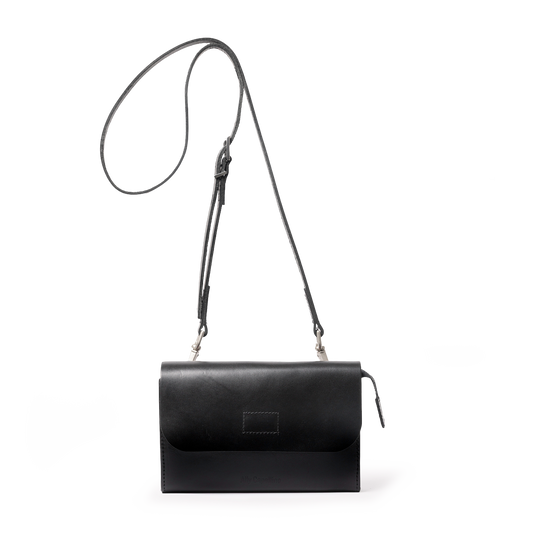 Jean Boundary Leather Crossbody Lock Bag in Black