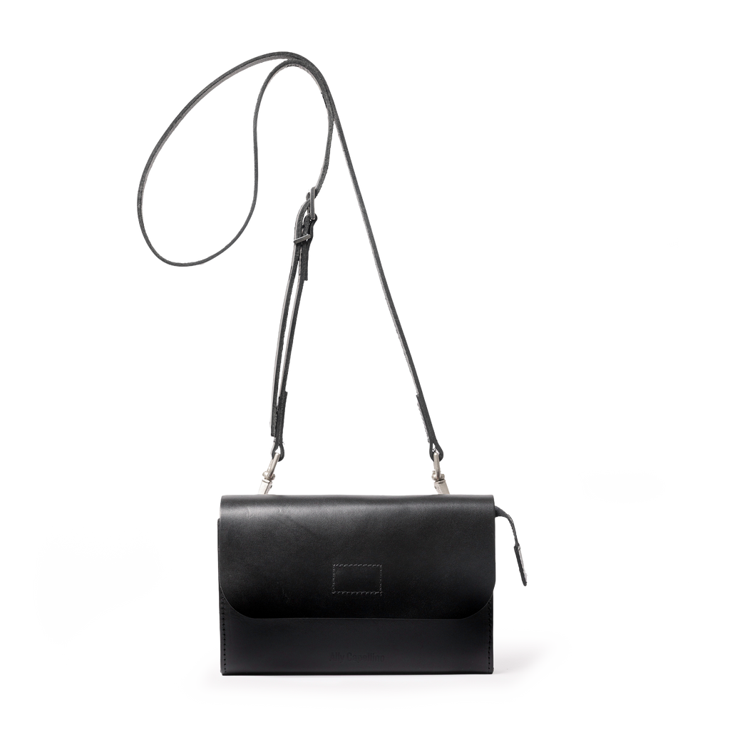 Jean Boundary Leather Crossbody Lock Bag in Black