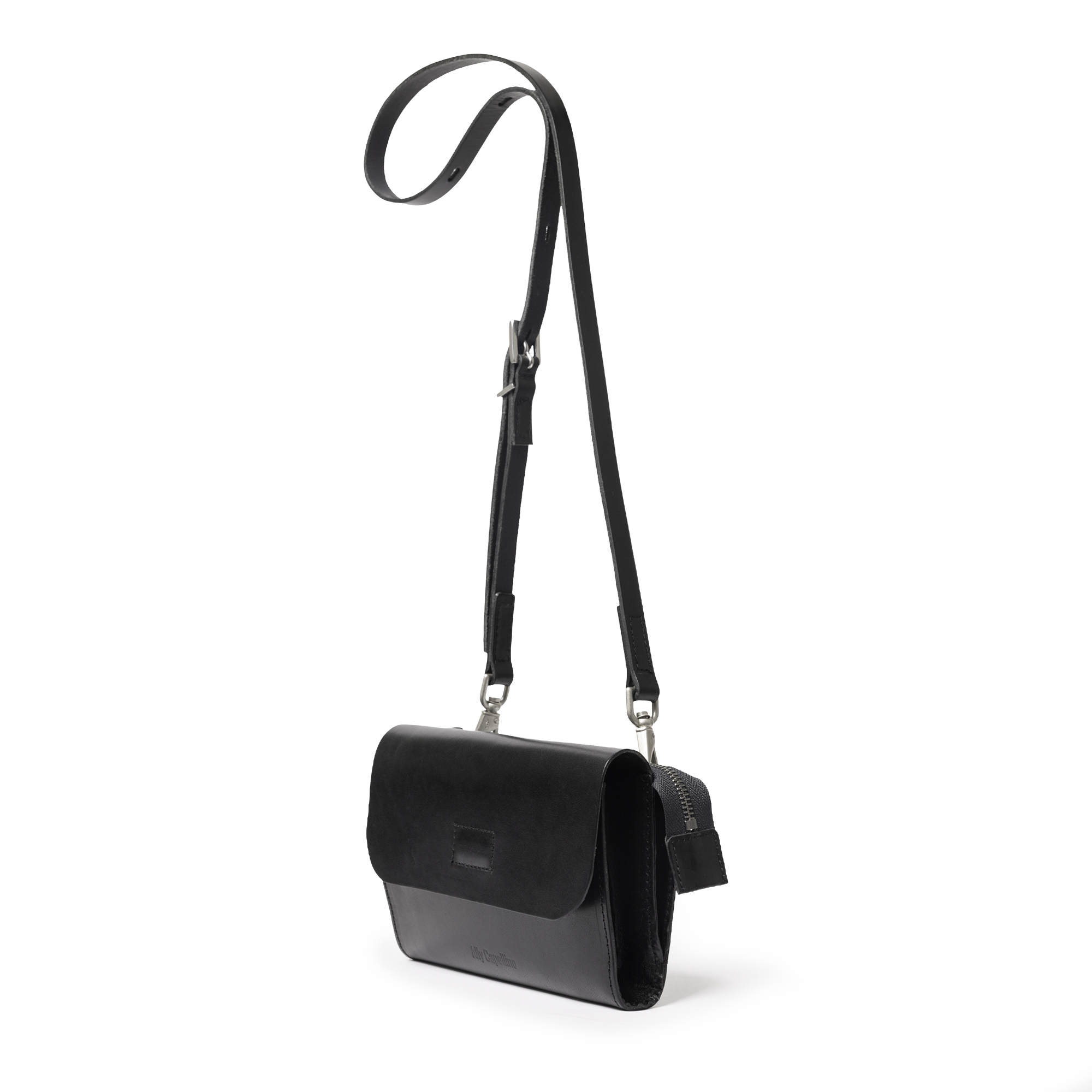 Jean Boundary Leather Crossbody Lock Bag in Black