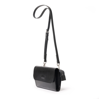 Jean Boundary Leather Crossbody Lock Bag in Black