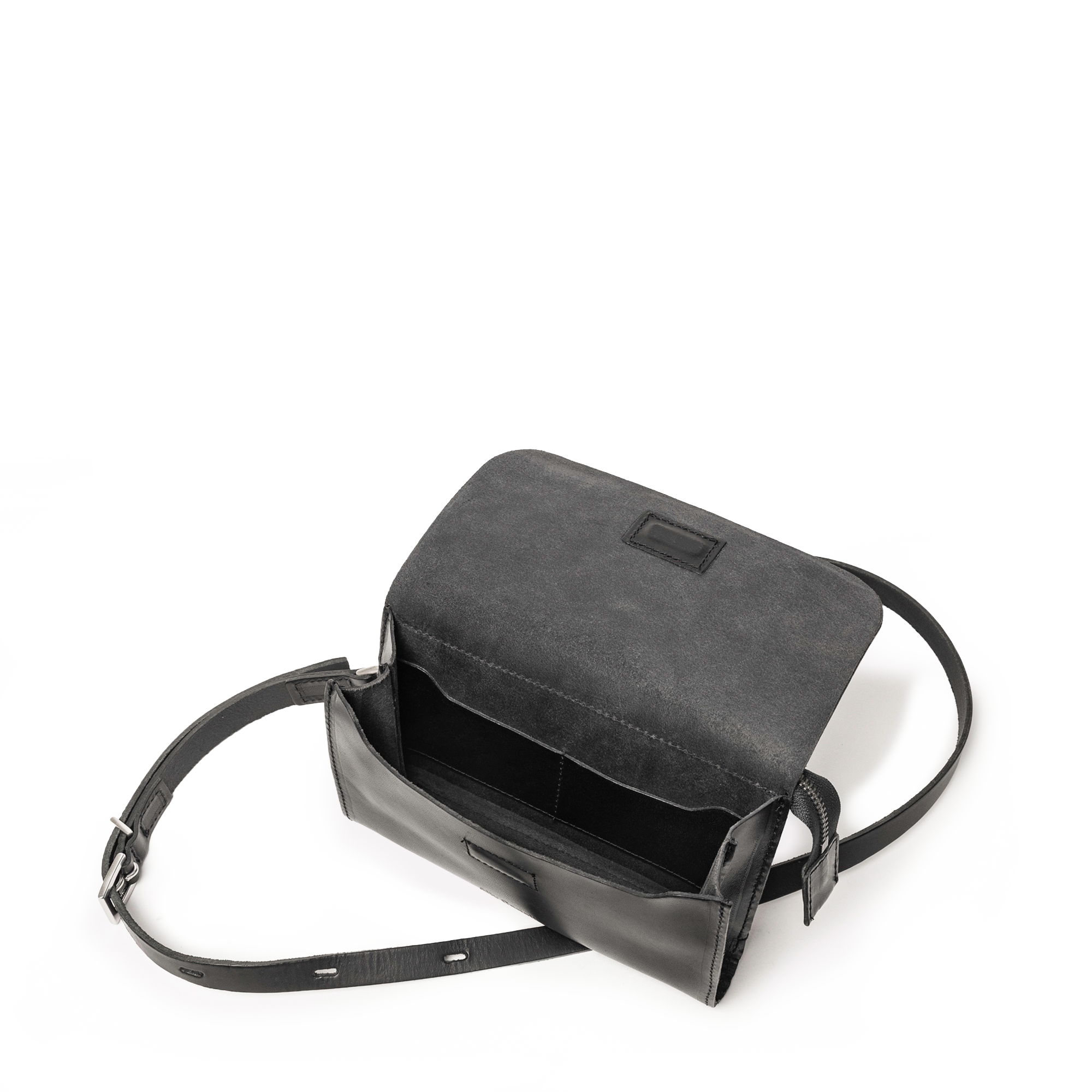 Jean Boundary Leather Crossbody Lock Bag in Black