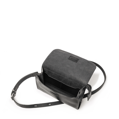 Jean Boundary Leather Crossbody Lock Bag in Black