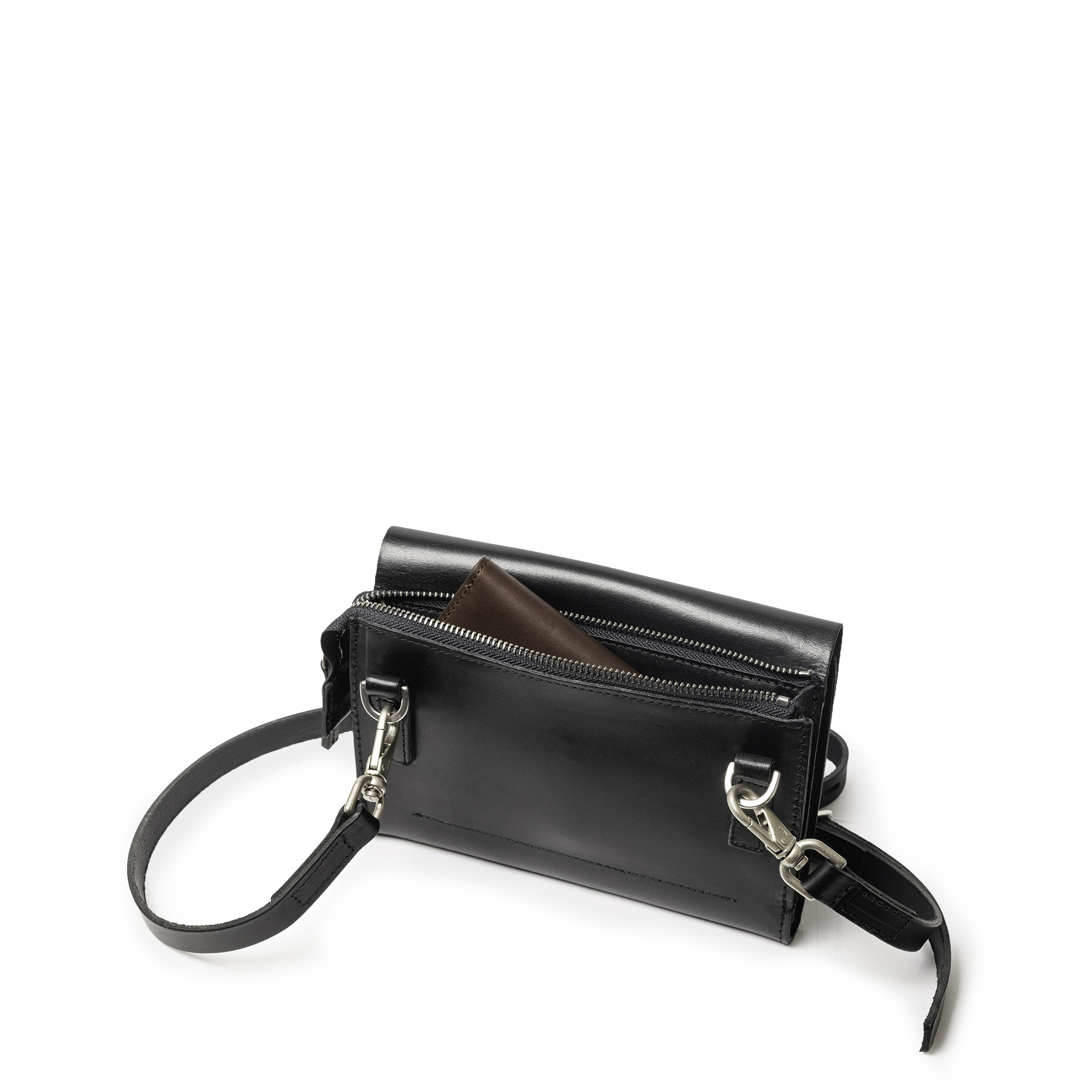 Jean Boundary Leather Crossbody Lock Bag in Black