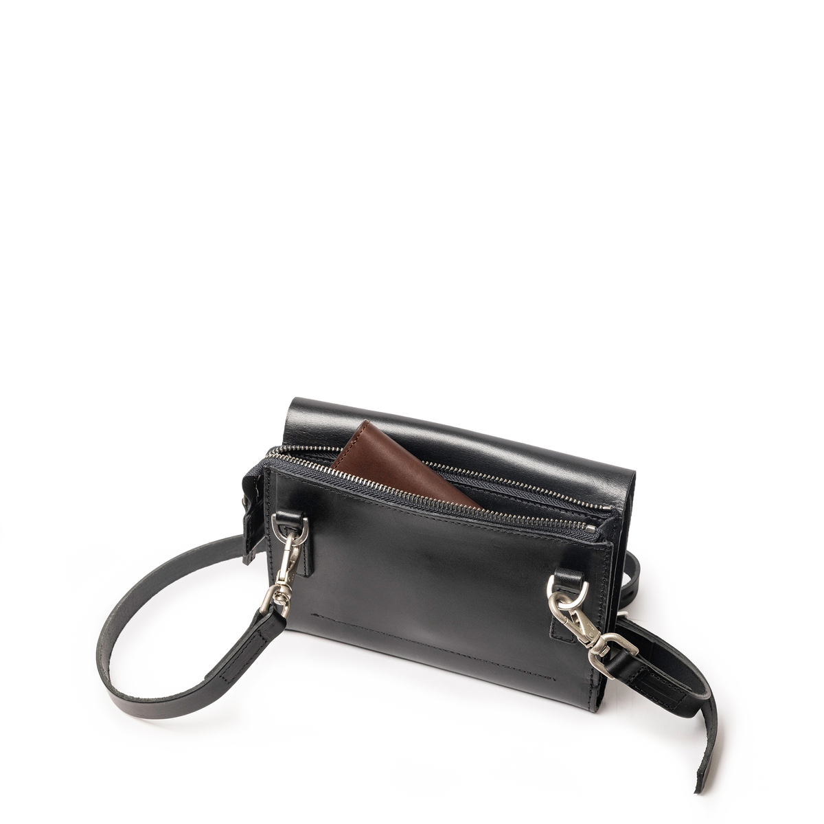 Jean Boundary Leather Crossbody Lock Bag in Black