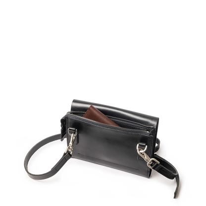 Jean Boundary Leather Crossbody Lock Bag in Black