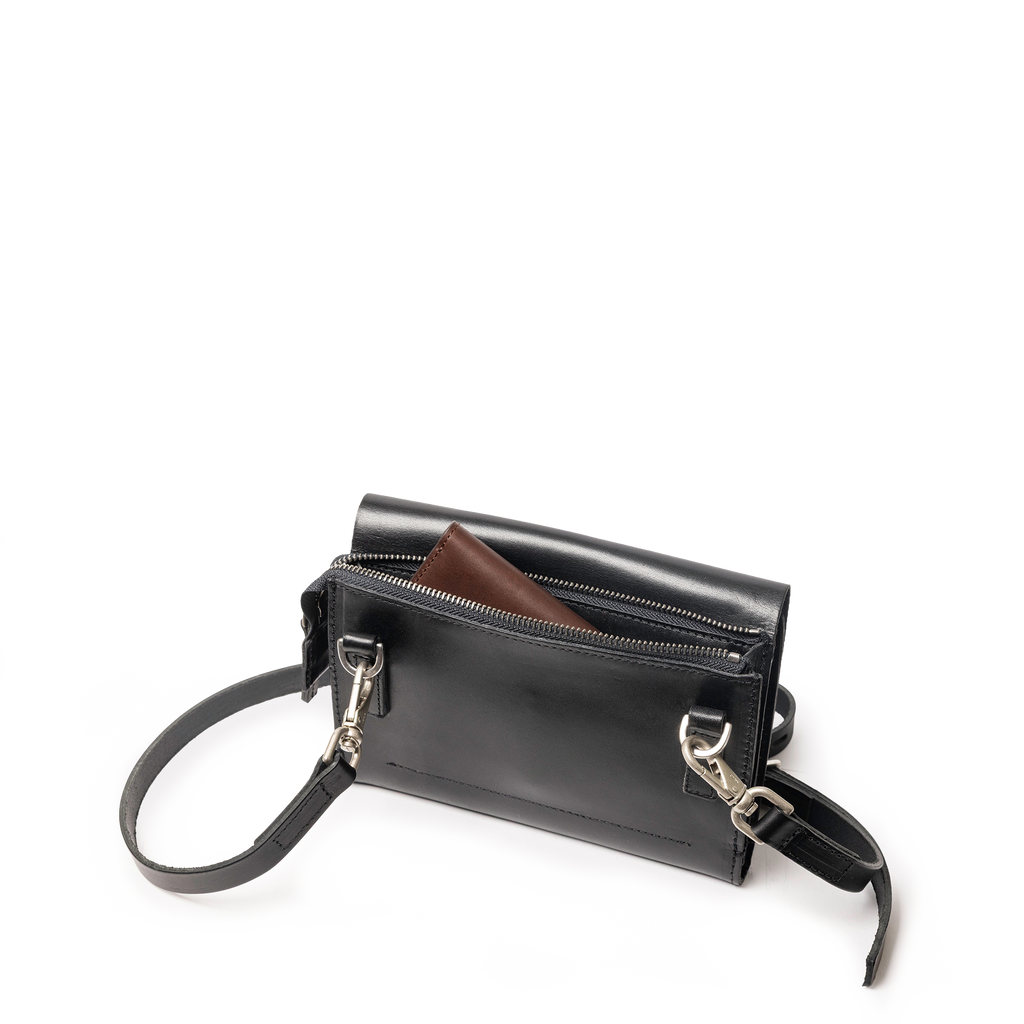 Jean Boundary Leather Crossbody Lock Bag in Black