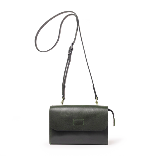 Jean Boundary Leather Crossbody Bag in Dark Green