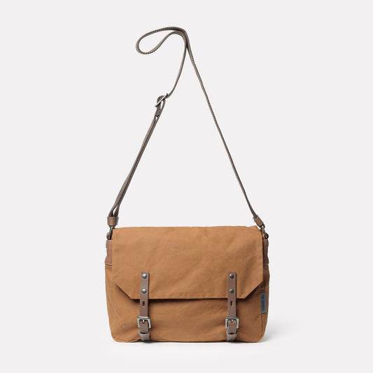 Jeremy Small Waxed Cotton Crossbody Satchel in Chert