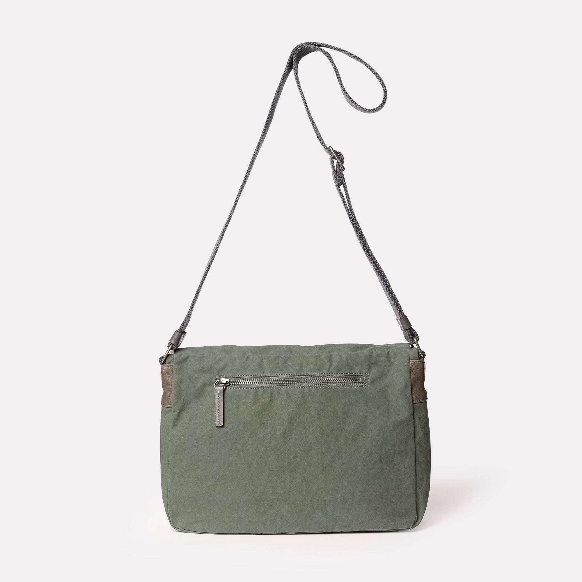 Jeremy Small Waxed Cotton Crossbody Satchel in Olive