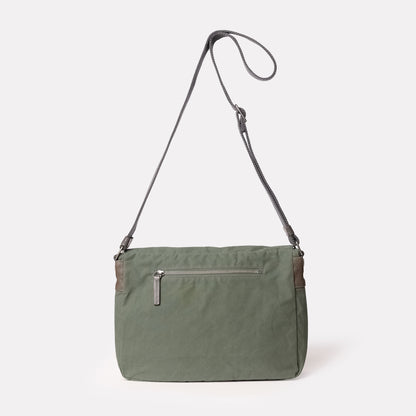 Jeremy Small Waxed Cotton Crossbody Satchel in Olive