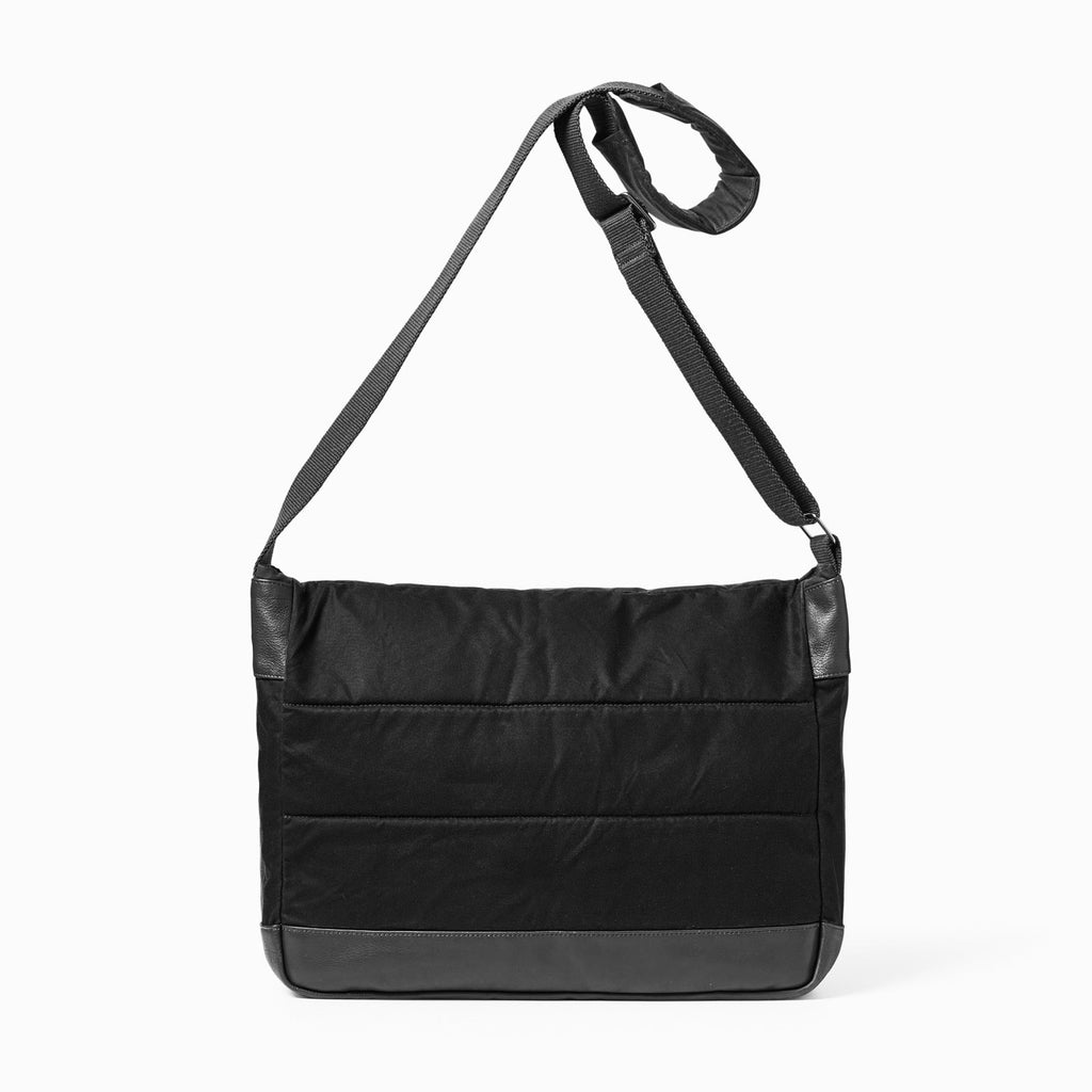 Jeremy Large Waxed Cotton Crossbody Satchel in Black