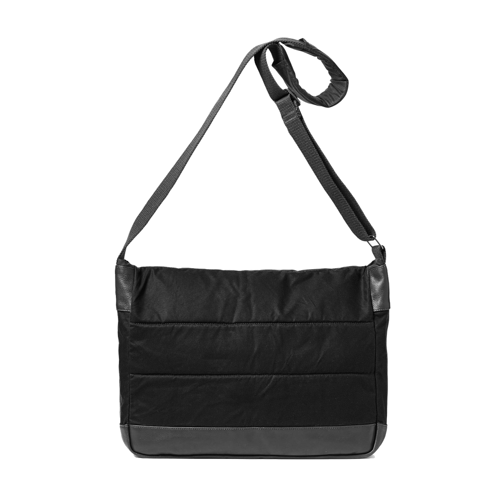 Jeremy Large Waxed Cotton Crossbody Satchel in Black