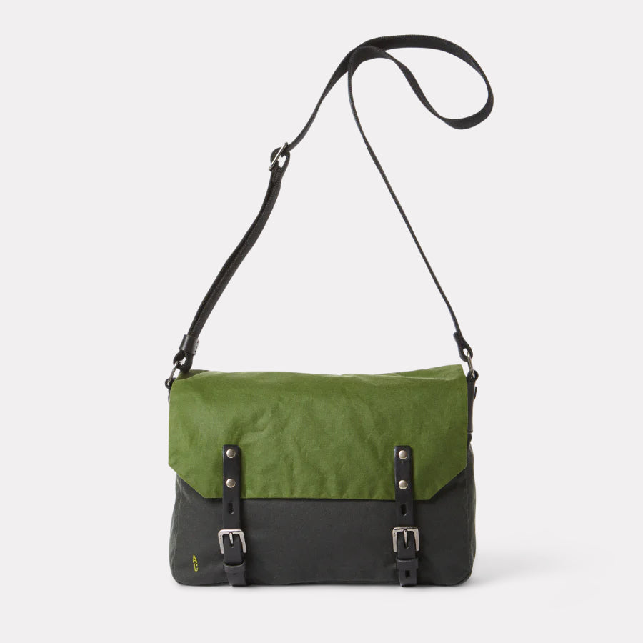 Jeremy Waxed Cotton Satchel in Hedge Green