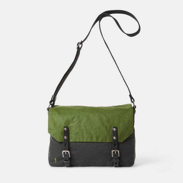 Jeremy Waxed Cotton Satchel in Hedge Green