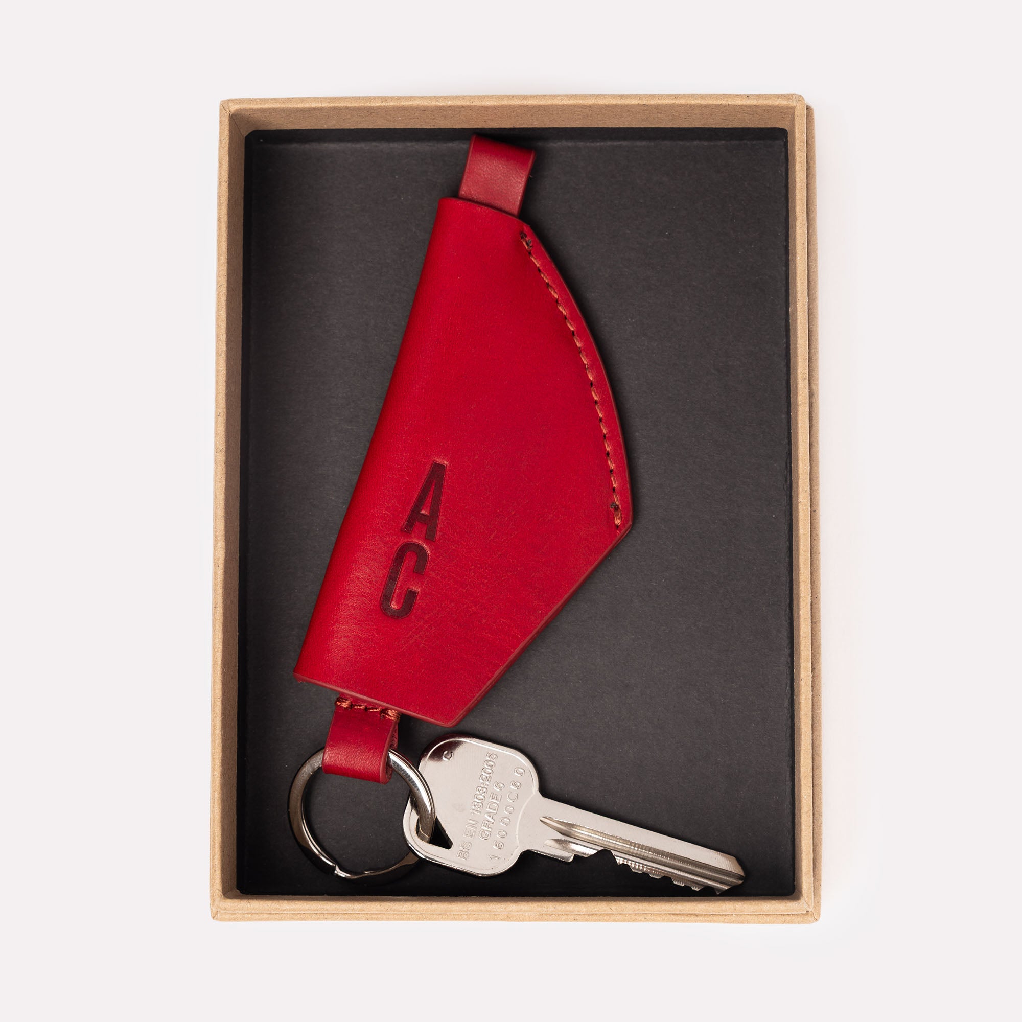 Kenneth Leather Key Holder in Berry