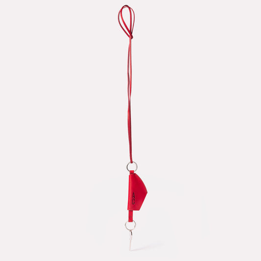 Kevin Leather Key Lanyard in Berry