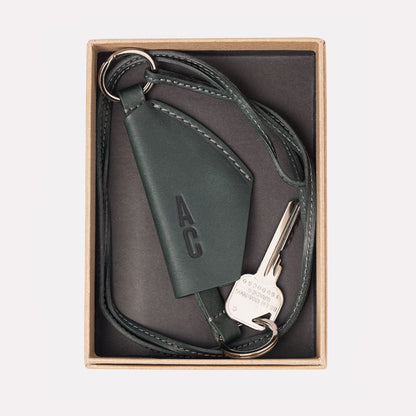 Kevin Leather Key Lanyard in Ivy