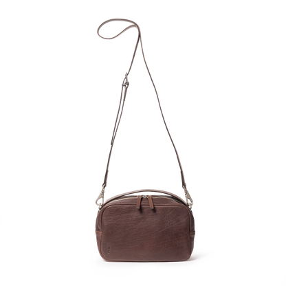 Leila Medium Calvert Leather Crossbody Bag in Bog