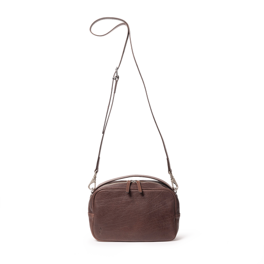 Leila Medium Calvert Leather Crossbody Bag in Bog