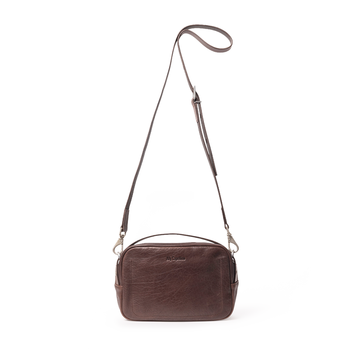 Leila Medium Calvert Leather Crossbody Bag in Bog