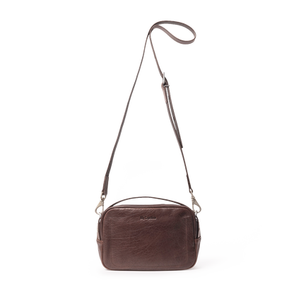 Leila Medium Calvert Leather Crossbody Bag in Bog