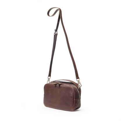 Leila Medium Calvert Leather Crossbody Bag in Bog