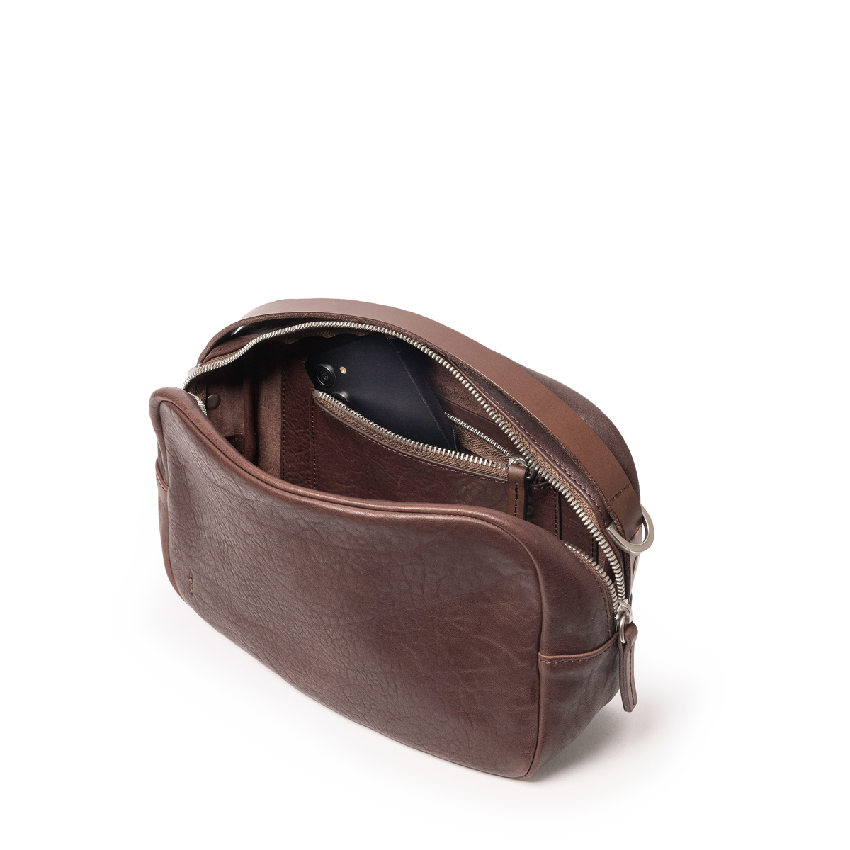 Leila Medium Calvert Leather Crossbody Bag in Bog