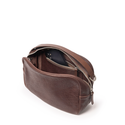 Leila Medium Calvert Leather Crossbody Bag in Bog