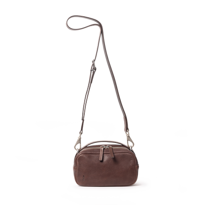 Leila Small Calvert Leather Crossbody Bag in Bog