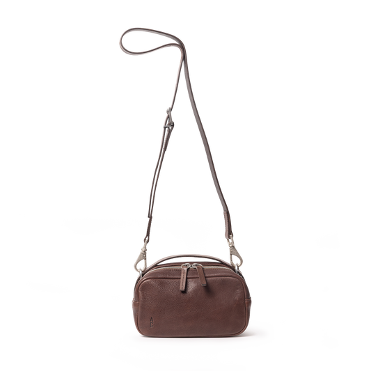 Leila Small Calvert Leather Crossbody Bag in Bog