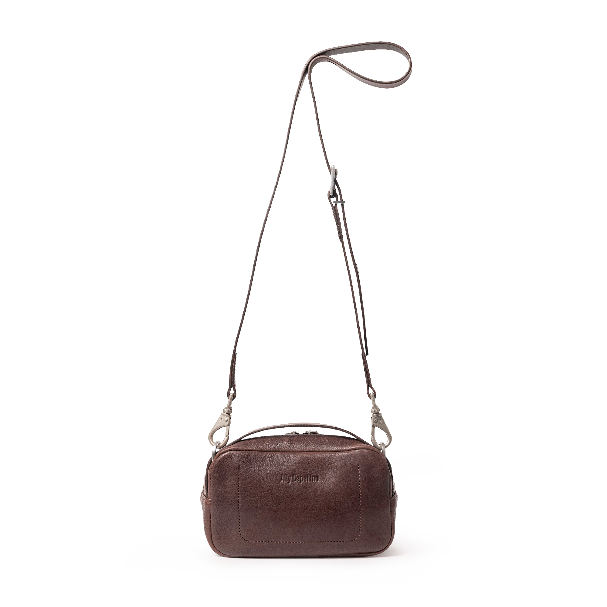 Leila Small Calvert Leather Crossbody Bag in Bog