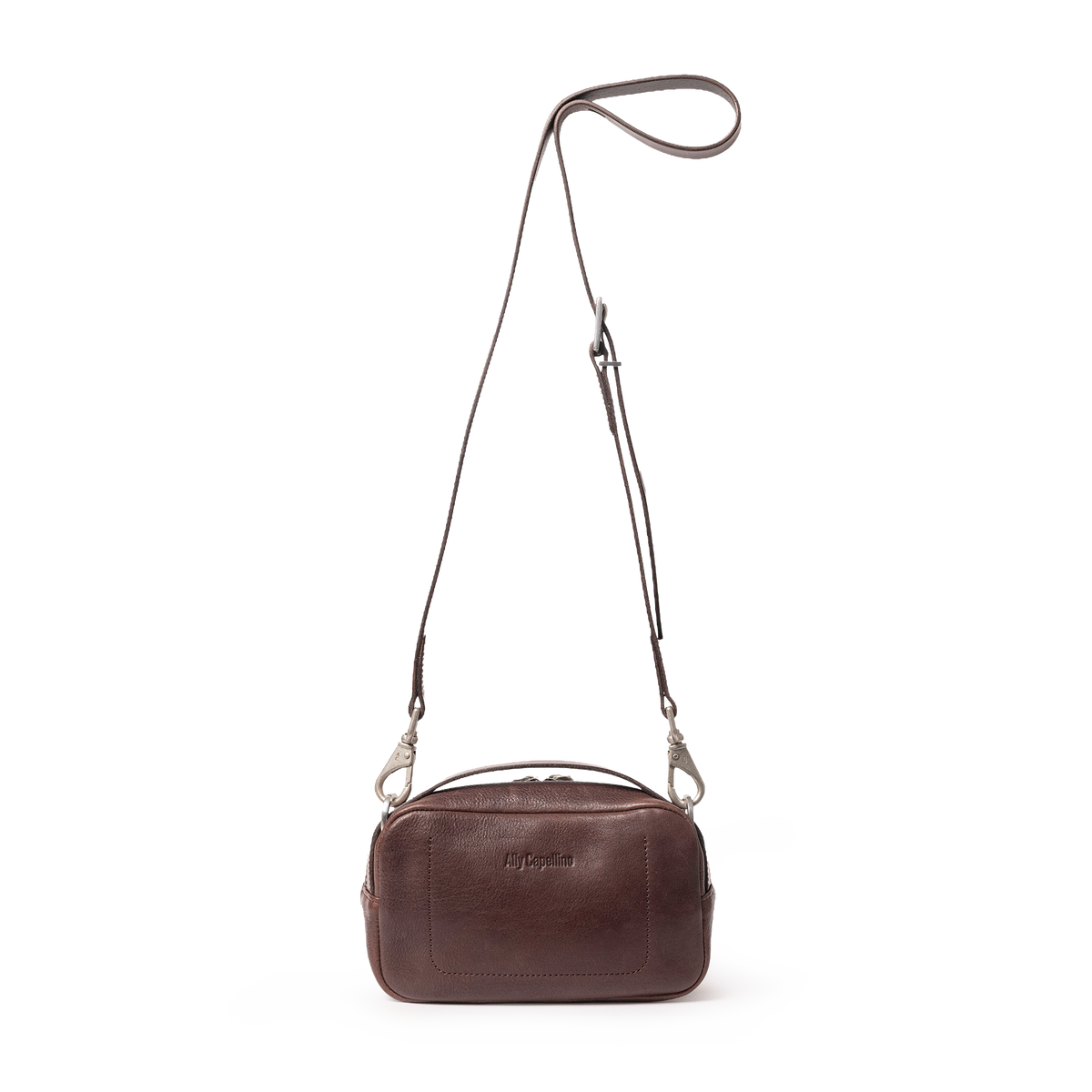 Leila Small Calvert Leather Crossbody Bag in Bog