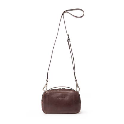 Leila Small Calvert Leather Crossbody Bag in Bog