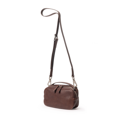 Leila Small Calvert Leather Crossbody Bag in Bog