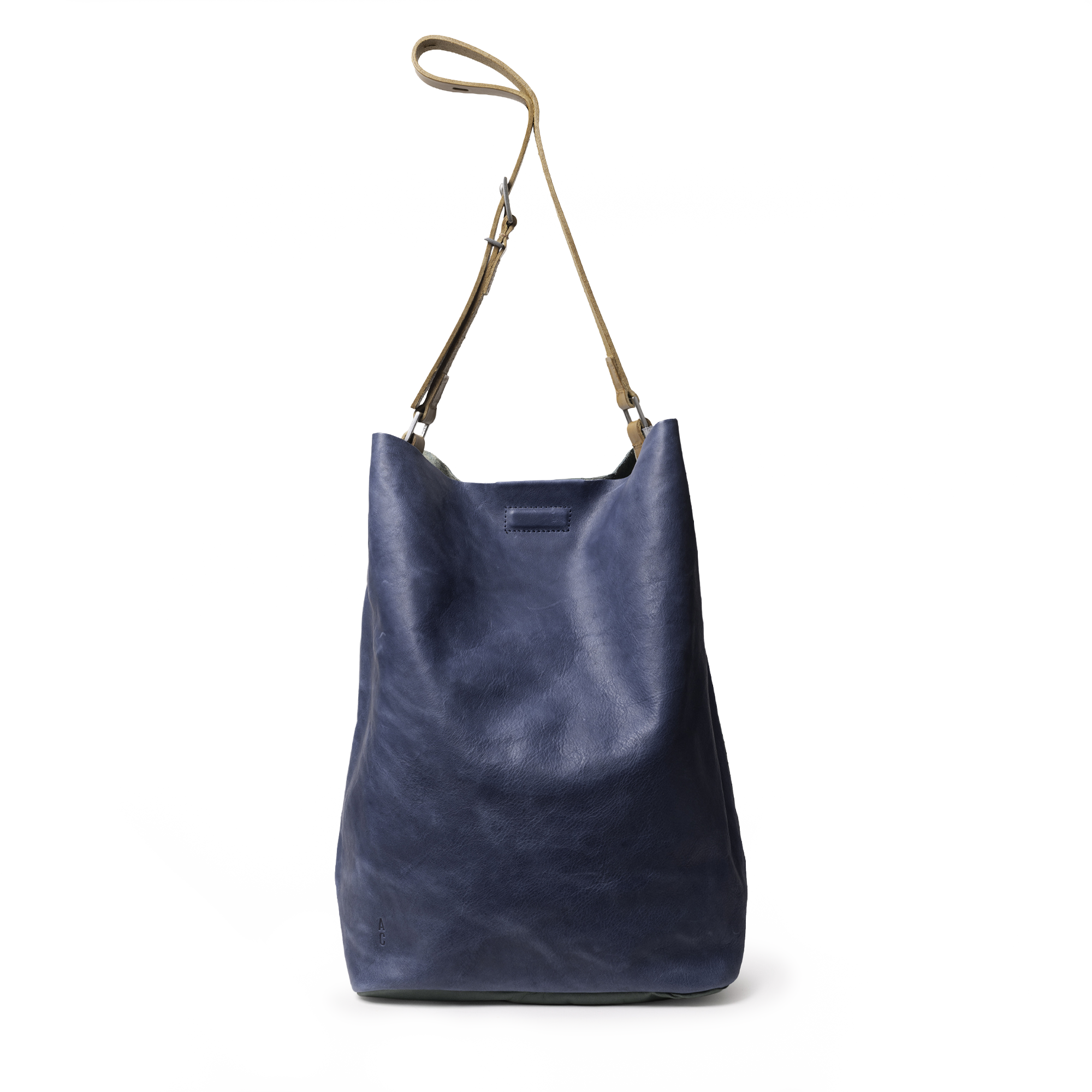 Lloyd Large Ebor Leather Bucket Bag in Blue/Green