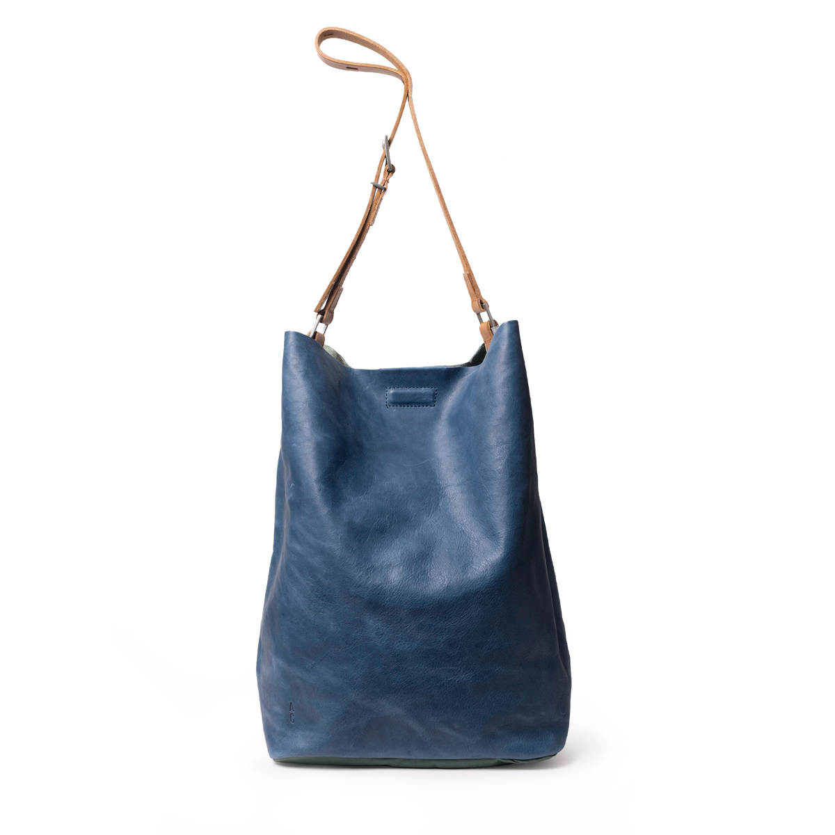 Lloyd Large Ebor Leather Bucket Bag in Blue/Green