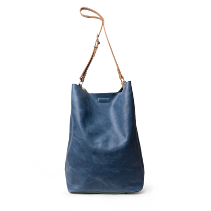 Lloyd Large Ebor Leather Bucket Bag in Blue/Green