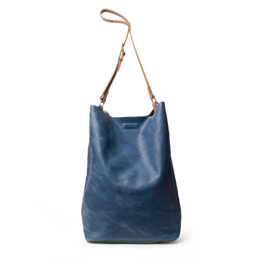 Lloyd Large Ebor Leather Bucket Bag in Blue/Green
