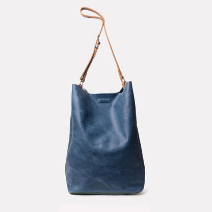 Lloyd Large Ebor Leather Bucket Bag in Blue/Green