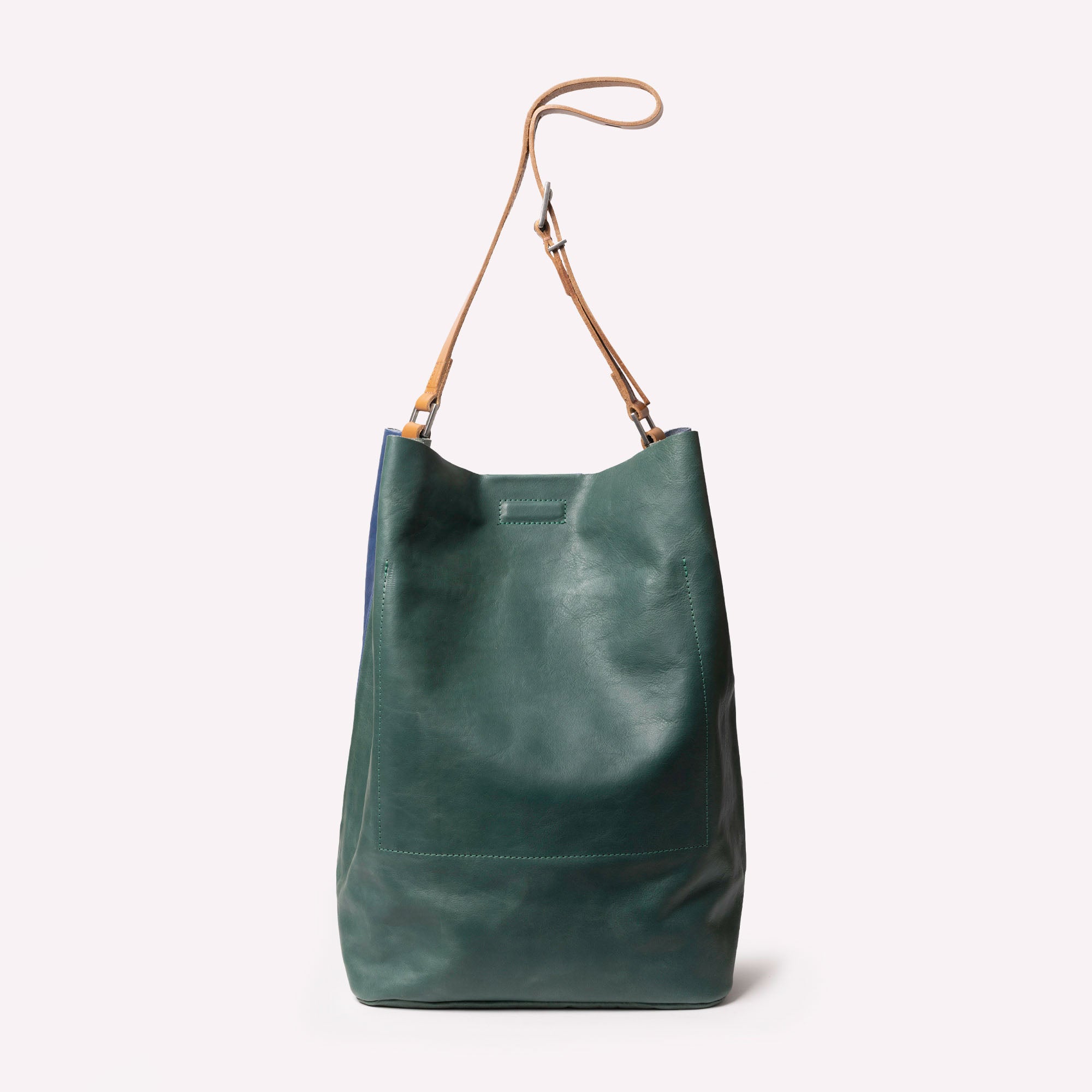 Lloyd Large Ebor Leather Bucket Bag in Blue/Green
